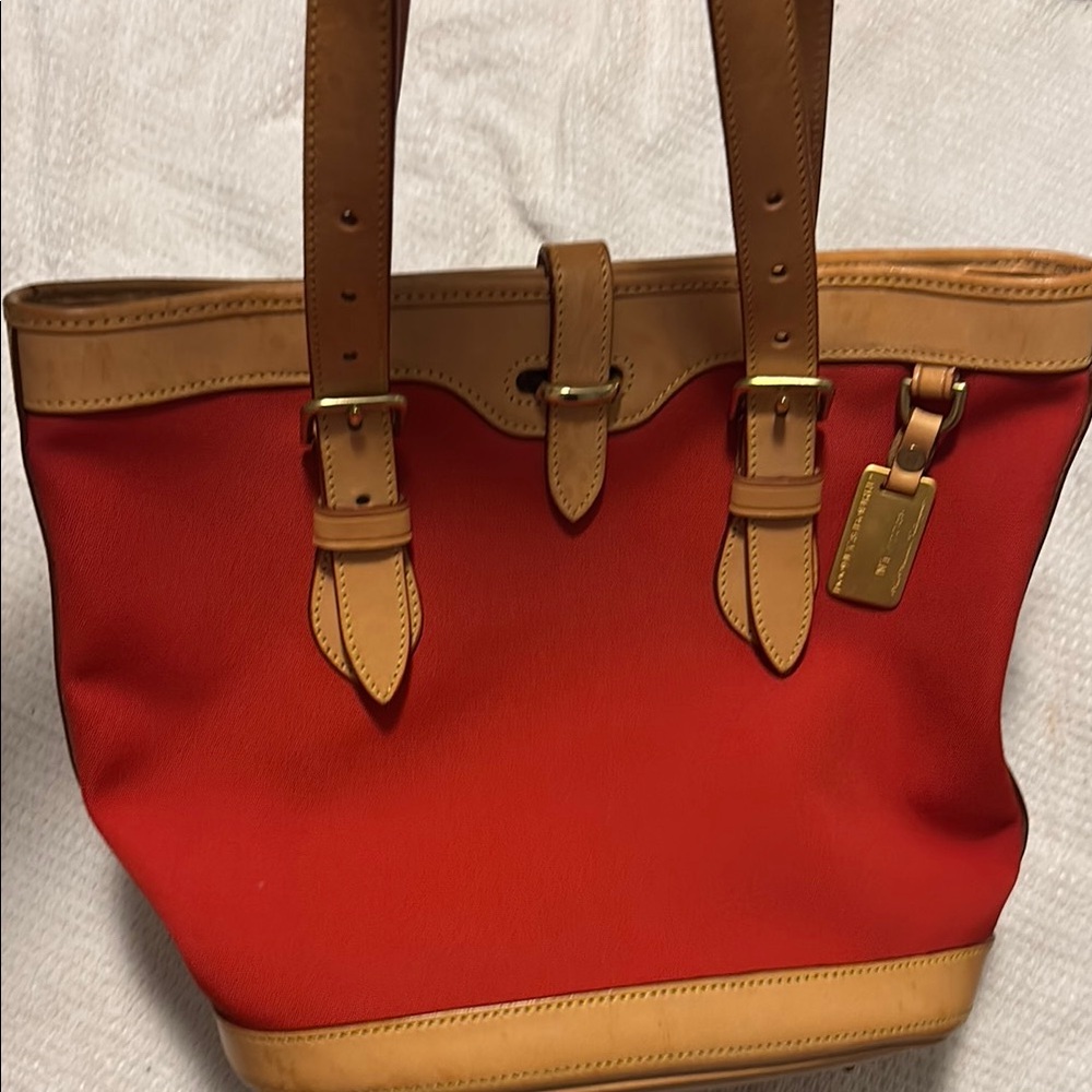 RARE dooney & bourke Red and Tan Tote Bag